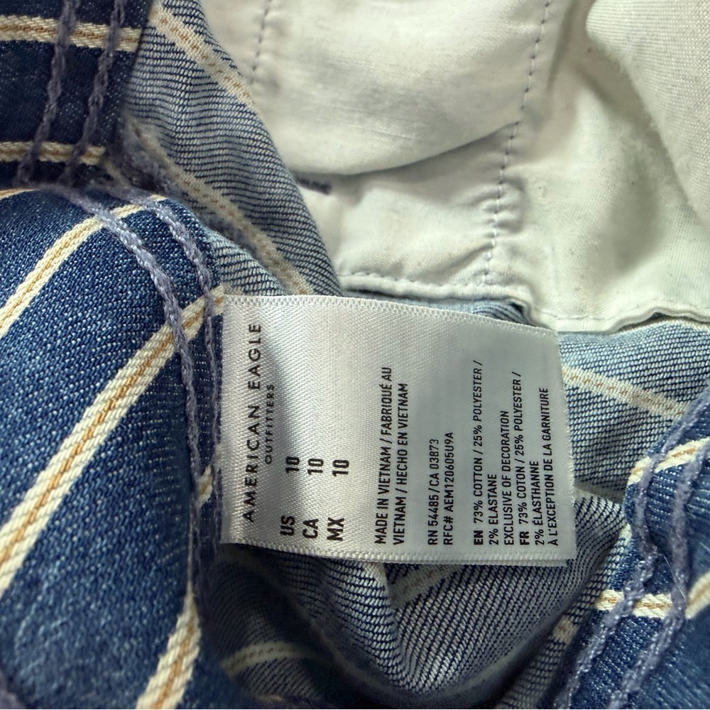 American Eagle Outfitters Blue Striped High Waist Shorts - Picture 3 of 6